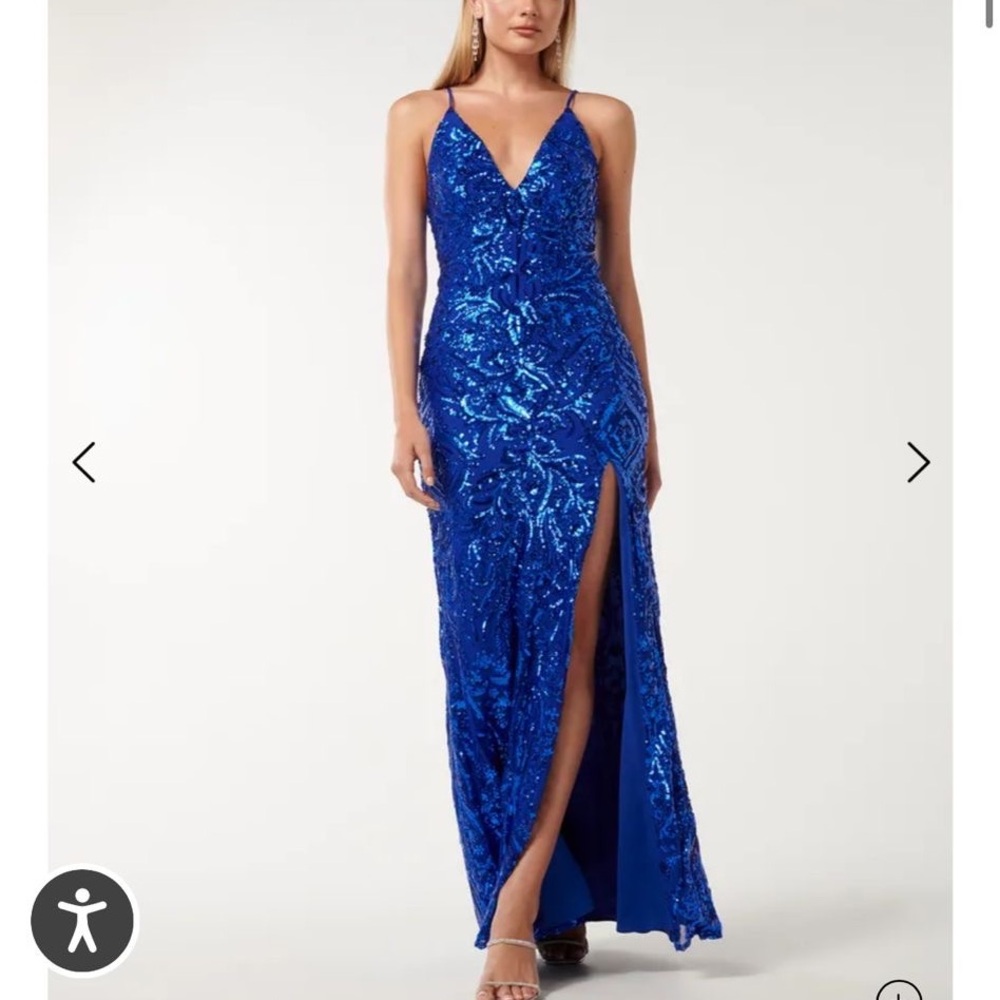 Elegant Blue Sequin Evening Gown
